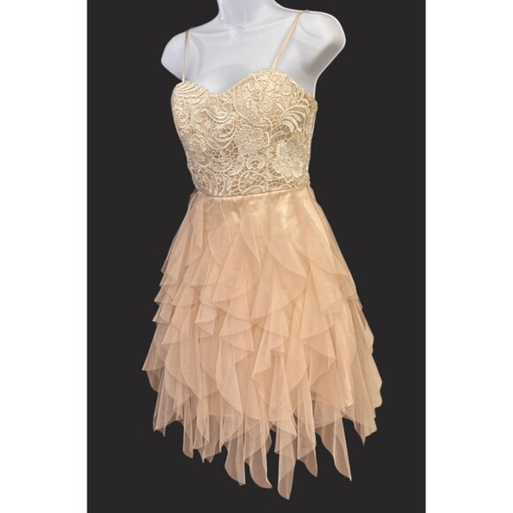 Masquerade Lace Tulle Tiered Party Dress Size 5 Prom Cocktail Homecoming Retro - Picture 2 of 6